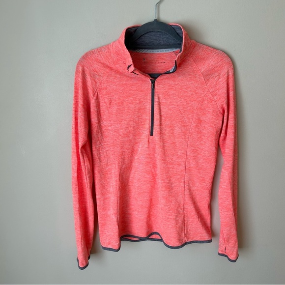 Under Armour Women’s Coral Pink Pullover Half Zip Athletic Long Sleeve Small - Picture 1 of 5